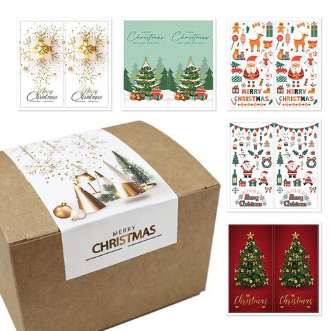 Rectangular Cartoon Oral Cancer Santa Snowflake Christmas Gift Box Sealing Sticker