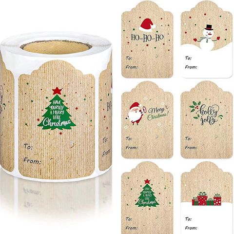 Etiqueta Adhesiva Autoadhesiva De Papel Kraft Rectangular Para Decoración Del Día De Navidad