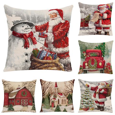 Fashion Santa Claus Snowman Landscape Chemical Fiber Pillow Cases
