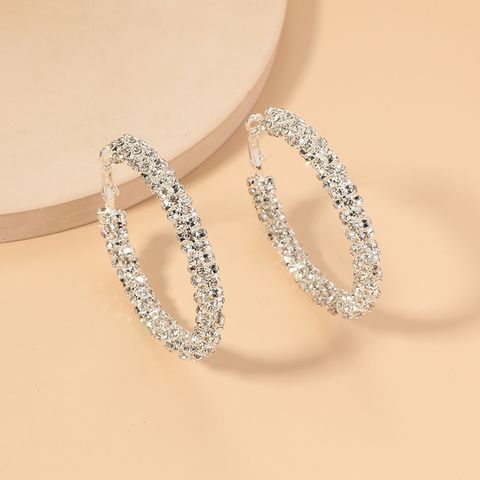 Fashionable Simple Circle Diamond Earrings