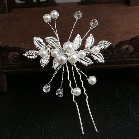 Retro Flower Alloy Handmade Artificial Rhinestones Artificial Pearls Hairpin