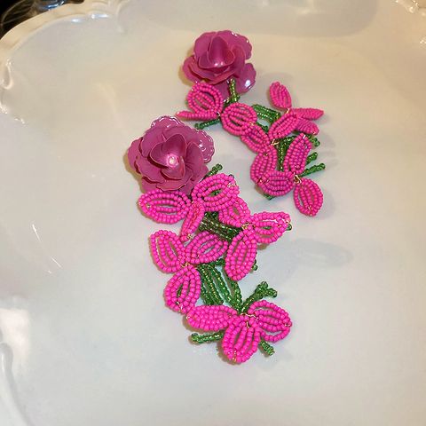Sweet Flower Butterfly Alloy Tassel Artificial Rhinestones Artificial Pearls Women's Drop Earrings 1 Pair