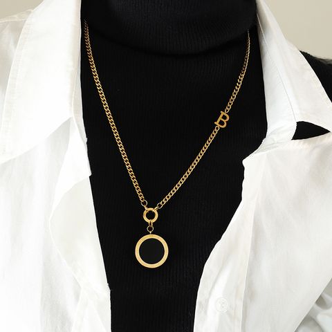 Long Fashion Black White Double-sided Pendant Sweater Chain  New Jewelry