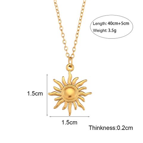 Retro Tortoise Sun Heart Shape Stainless Steel Plating Gold Plated Gold Plated Necklace