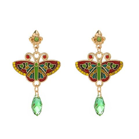 Ethnic Style Butterfly Alloy Enamel Women's Drop Earrings 1 Pair