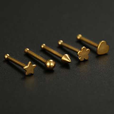 Fashion Star Heart Shape Flower Stainless Steel Plating Nose Studs
