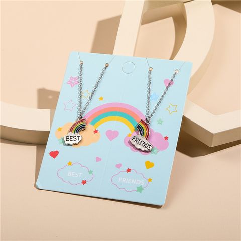 Süß Regenbogen Legierung Emaille Kinder Halskette 2 Stücke
