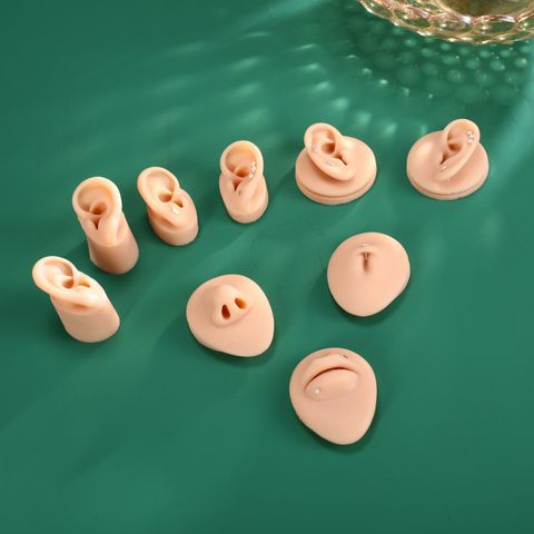 Silicone Simulation Fake Ear Facial Features Teaching Practice Props Nose Mouth Navel Stud Ring Accessories Display Stand Model