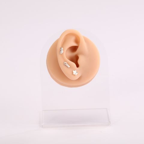 Silicone Simulation Fake Ear Facial Features Teaching Practice Props Nose Mouth Navel Stud Ring Accessories Display Stand Model