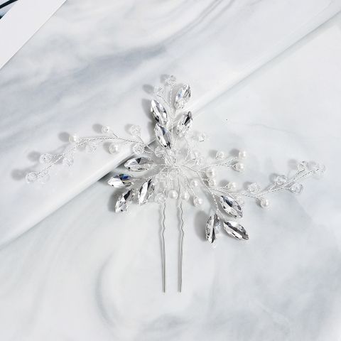 Handmade Pearl Hairpin Bride Exquisite Rhinestone U-shaped Pin Ancient Style Hanfu Plate Hair Jewelry Accessories