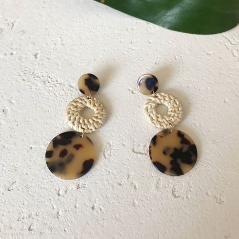 1 Pair Retro Leopard Rattan Handmade Women's Drop Earrings