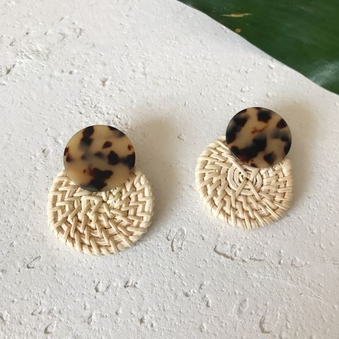 1 Pair Retro Leopard Rattan Handmade Women's Drop Earrings