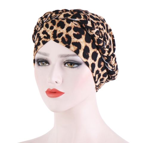 Women's Fashion Color Block Flower Leopard Beanie Hat