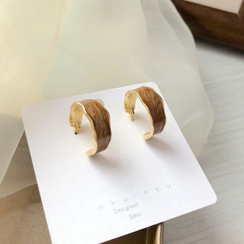 1 Pair Simple Style C Shape Plating Alloy Hoop Earrings