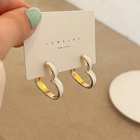 1 Pair Fashion Heart Shape Alloy Sterling Silver Plating Women's Hoop Earrings