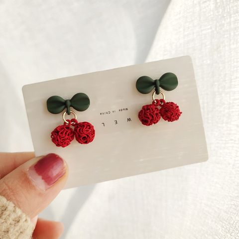 1 Pair Simple Style Cherry Braid Alloy Drop Earrings
