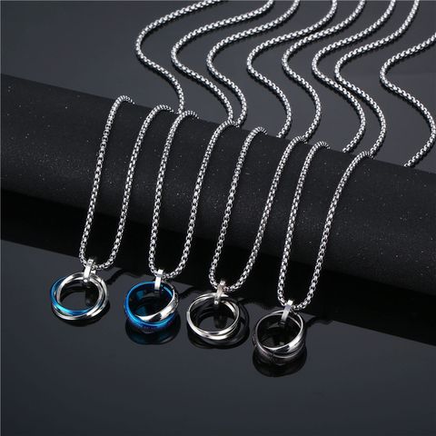 Fashion Circle Titanium Steel Pendant Necklace 1 Piece
