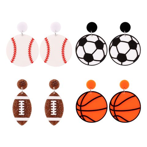 1 Pair Simple Style Football Patchwork Arylic Drop Earrings