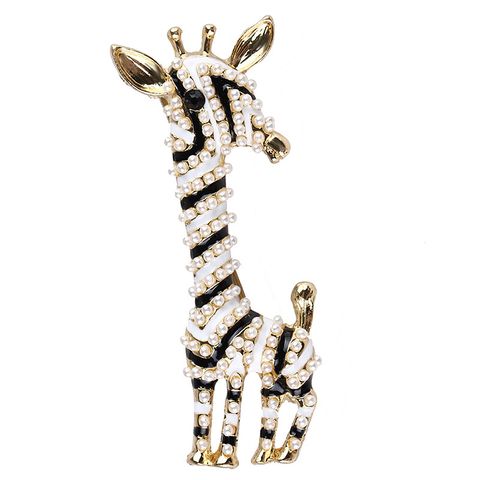Retro Giraffe Alloy Inlay Artificial Pearls Women's Brooches