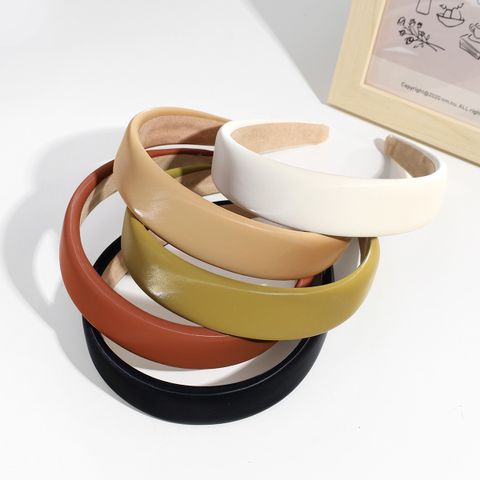 Simple Style Solid Color Leather Hair Band 1 Piece