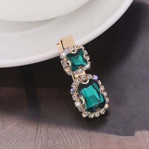 Fashion Round Square Metal Inlay Crystal Pearl Hair Clip 1 Piece