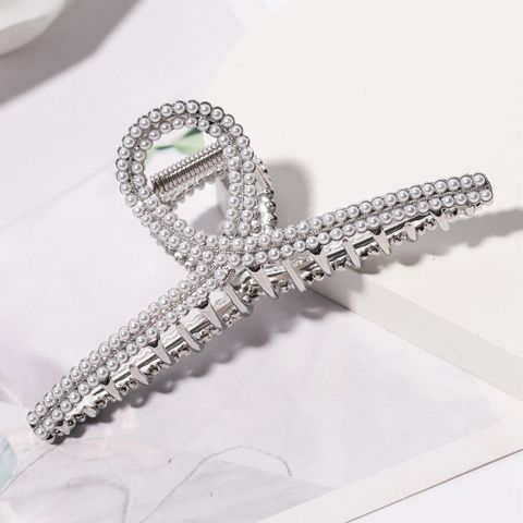 Fashion Bear Metal Inlay Artificial Pearls Artificial Diamond Hair Claws 1 Piece
