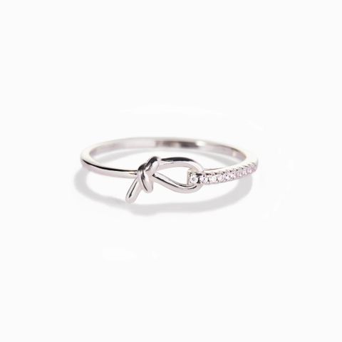Sterling Silver Elegant Solid Color Knot Plating Rings