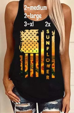 Women's Vest Sleeveless T-shirts Printing Fashion Sunflower Letter Heart Shape