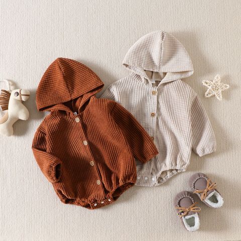 Fashion Solid Color Corduroy Baby Rompers