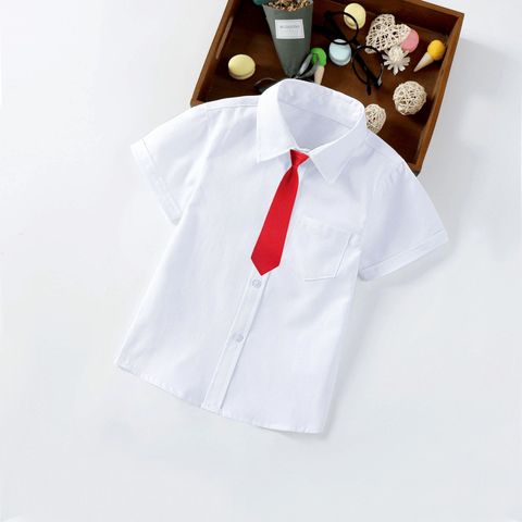 Preppy Style Solid Color Button Cotton T-shirts & Shirts