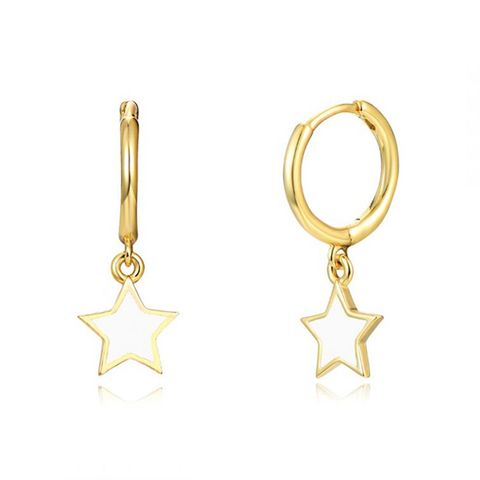 Simple Style Star Copper Enamel Drop Earrings 1 Pair