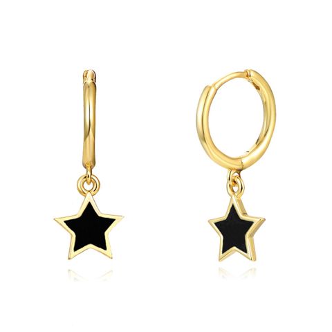 Simple Style Star Copper Enamel Drop Earrings 1 Pair