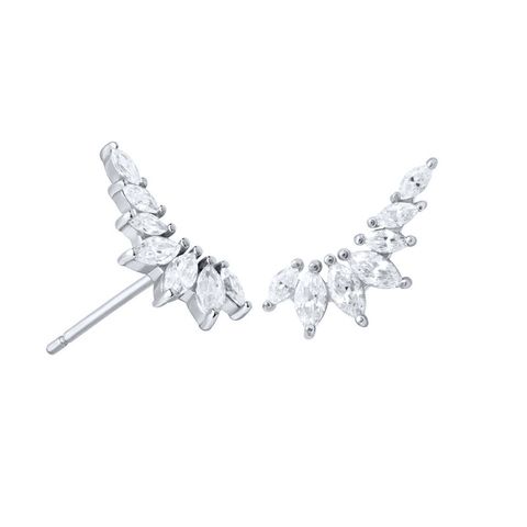 Simple Style Wings Copper Inlay Zircon Ear Studs 1 Pair