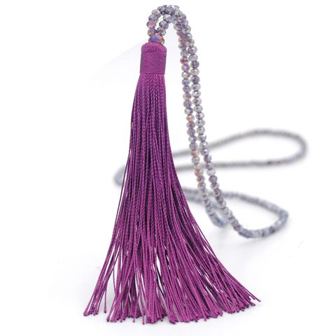 Ethnic Style Tassel Artificial Crystal Beaded Women's Sweater Chain