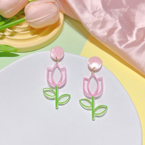 1 Pair Pastoral Flower Arylic Epoxy Women's Drop Earrings