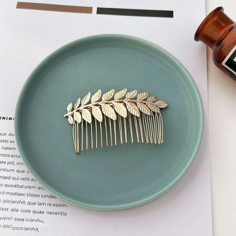 Baroque Style Leaf Alloy Hair Clip Hair Band Insert Comb 1 Piece