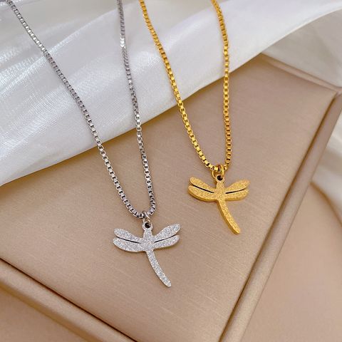 Fashion Dragonfly Titanium Steel Pendant Necklace 1 Piece