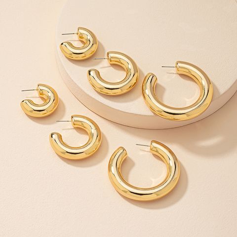 1 Pair Fashion Round Alloy Plating Alloy Women's Ear Studs