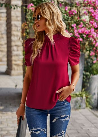 Women's Blouse Half Sleeve Blouses Patchwork Fashion Solid Color