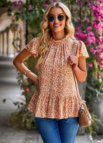 Women's Blouse Short Sleeve Blouses Printing Fashion Ditsy Floral