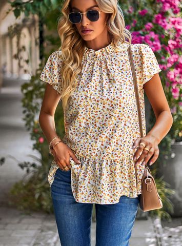 Women's Blouse Short Sleeve Blouses Printing Fashion Ditsy Floral