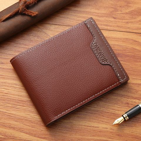 Men's Solid Color Pu Leather Buckle Wallets
