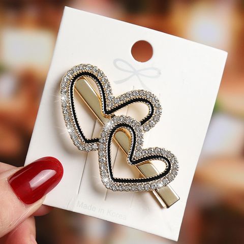 Fashion Heart Shape Flower Bow Knot Imitation Pearl Alloy Rhinestone Hair Clip 1 Piece