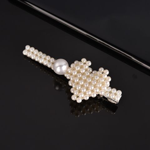 Fashion Heart Shape Flower Bow Knot Imitation Pearl Hair Clip 1 Piece