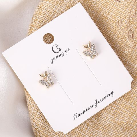 1 Pair Fashion Star Heart Shape Butterfly Imitation Pearl Alloy Rhinestone Enamel Valentine's Day Women's Earrings