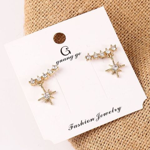 1 Pair Fashion Star Heart Shape Butterfly Imitation Pearl Alloy Rhinestone Enamel Valentine's Day Women's Earrings