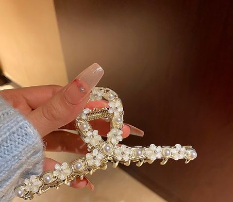 Fashion Flower Alloy Inlay Artificial Diamond Pearl Hair Claws 1 Piece