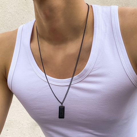 1 Piece Simple Style Rectangle Alloy Plating Men's Sweater Chain