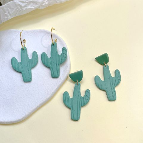 1 Pair Fashion Cactus Soft Clay Women's Drop Earrings