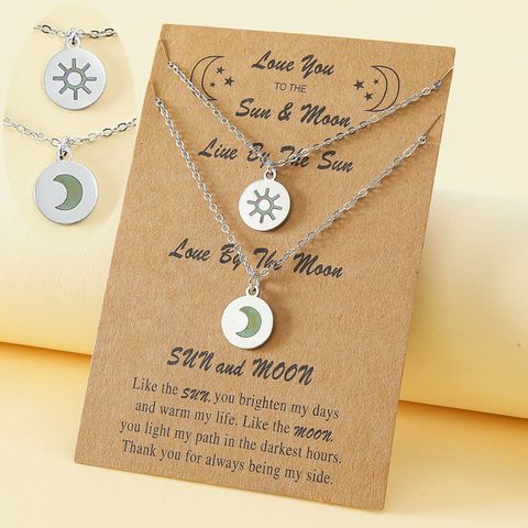 Simple Style Sun Moon Stainless Steel Polishing Necklace
